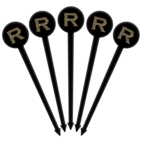 Granite Leopard Black Plastic 6" Food Pick - Round - Fan View