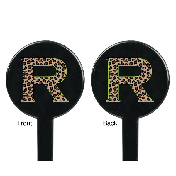 Granite Leopard Black Plastic 7" Stir Stick - Double Sided - Round - Front & Back
