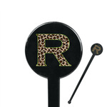 Granite Leopard 7" Round Plastic Stir Sticks - Black - Double Sided (Personalized)