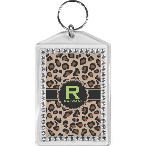 Custom Granite Leopard Bling Keychain (Personalized)