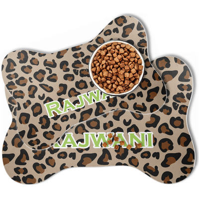 Granite Leopard Bone Shaped Dog Food Mat (Personalized)