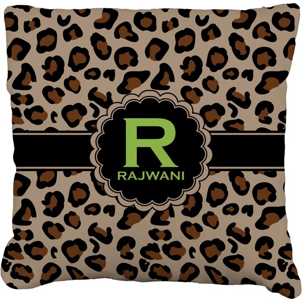 Custom Granite Leopard Faux-Linen Throw Pillow 16" (Personalized)