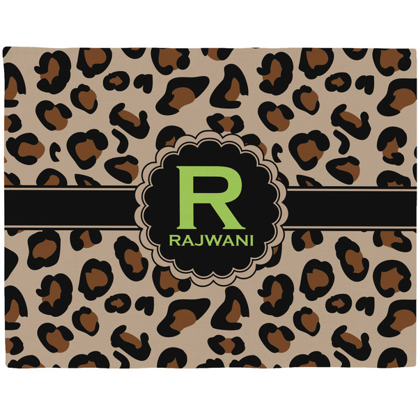 Custom Granite Leopard Woven Fabric Placemat - Twill w/ Name and Initial
