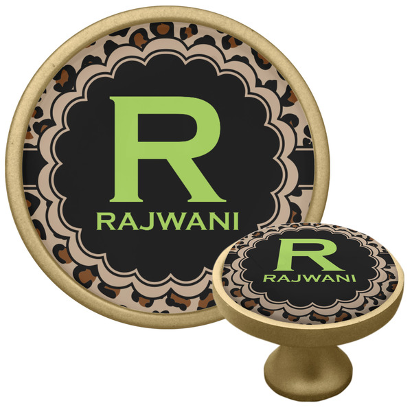 Granite Leopard Cabinet Knob - Gold - Multi Angle