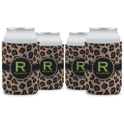 Granite Leopard Can Cooler (12 oz) - Set of 4 w/ Name and Initial