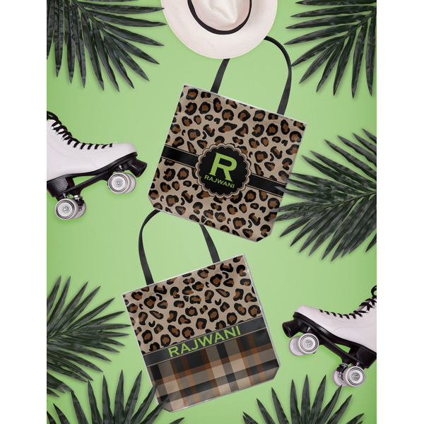 Granite Leopard Canvas Tote Lifestyle Front and Back- 13x13