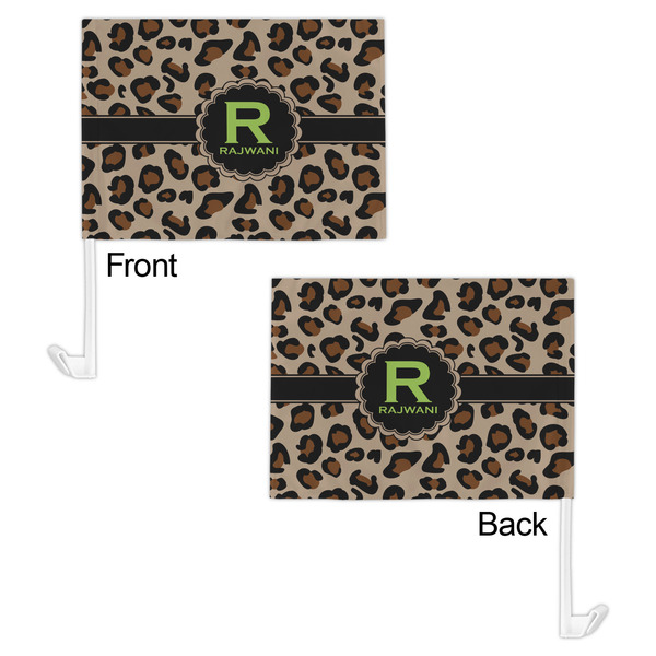 Granite Leopard Car Flag - 11" x 8" - Front & Back View