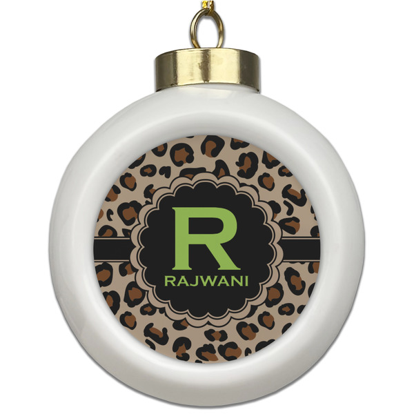 Custom Granite Leopard Ceramic Ball Ornament (Personalized)