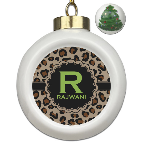 Custom Granite Leopard Ceramic Ball Ornament - Christmas Tree (Personalized)