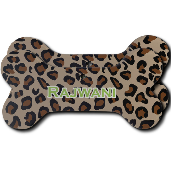Custom Granite Leopard Ceramic Dog Ornament - Front & Back w/ Name and Initial