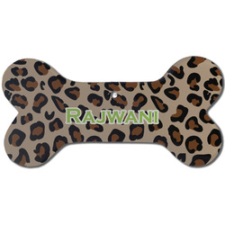 Granite Leopard Ceramic Dog Ornament - Front w/ Name and Initial