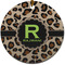 Granite Leopard Round Ceramic Ornament w/ Name and Initial
