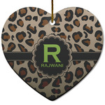 Granite Leopard Heart Ceramic Ornament w/ Name and Initial