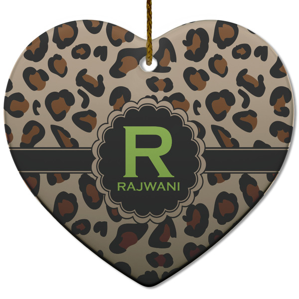 Granite Leopard Ceramic Flat Ornament - Heart (Front)