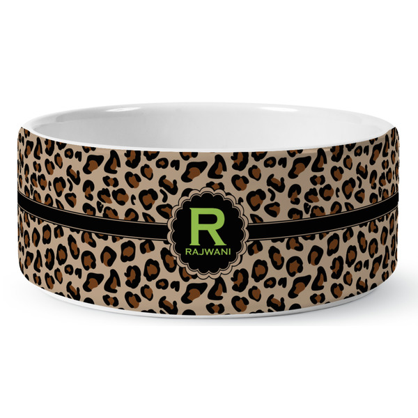 Custom Granite Leopard Ceramic Dog Bowl - Medium (Personalized)