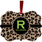 Granite Leopard Metal Frame Ornament - Double Sided w/ Name and Initial