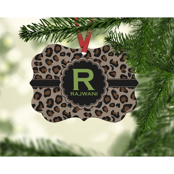 Granite Leopard Christmas Ornament (On Tree)