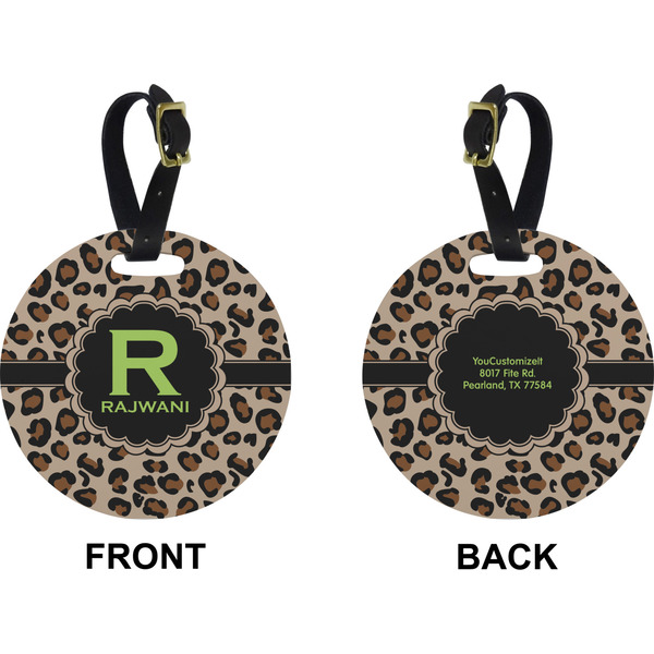 Granite Leopard Circle Luggage Tag (Front + Back)