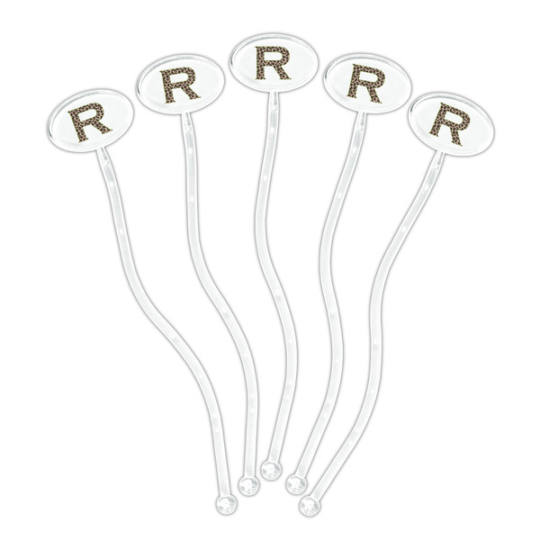 Granite Leopard Clear Plastic 7" Stir Stick - Oval - Fan