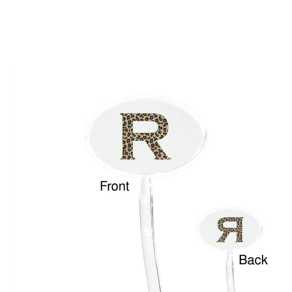 Granite Leopard Clear Plastic 7" Stir Stick - Oval - Front & Back