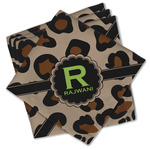 Granite Leopard Cloth Cocktail Napkins - Set of 4 w/ Name and Initial