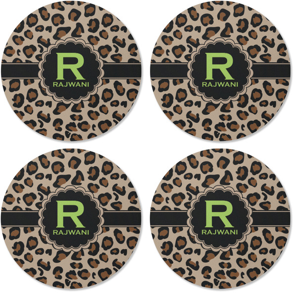 Granite Leopard Coaster Round Rubber Back - Apvl