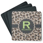 Granite Leopard Square Rubber Backed Coasters - Set of 4 (Personalized)