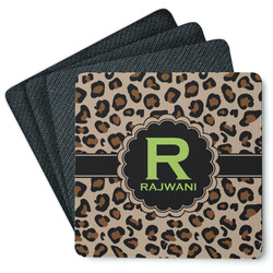 Granite Leopard Square Rubber Backed Coasters - Set of 4 (Personalized)