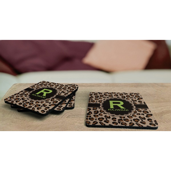Granite Leopard Coaster Rubber Back - On Coffee Table