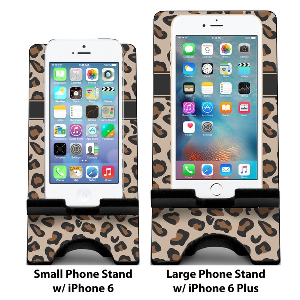 Granite Leopard Compare Phone Stand Sizes - with iPhones