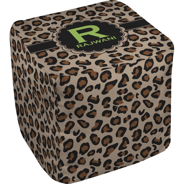 Custom Granite Leopard Cube Pouf Ottoman - 18" (Personalized)