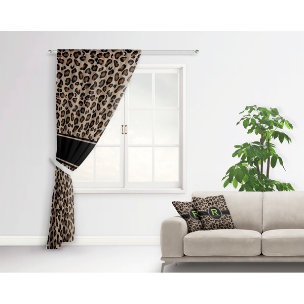 Granite Leopard Curtain With Window and Rod - in Room Matching Pillow