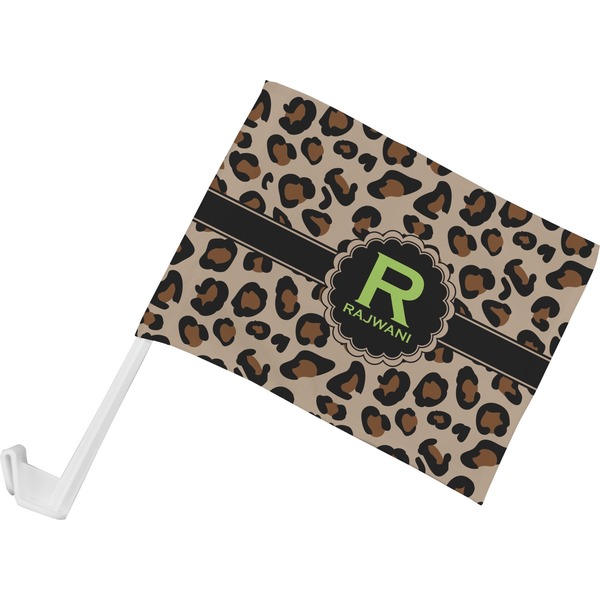 Custom Granite Leopard Car Flag - Small w/ Name and Initial