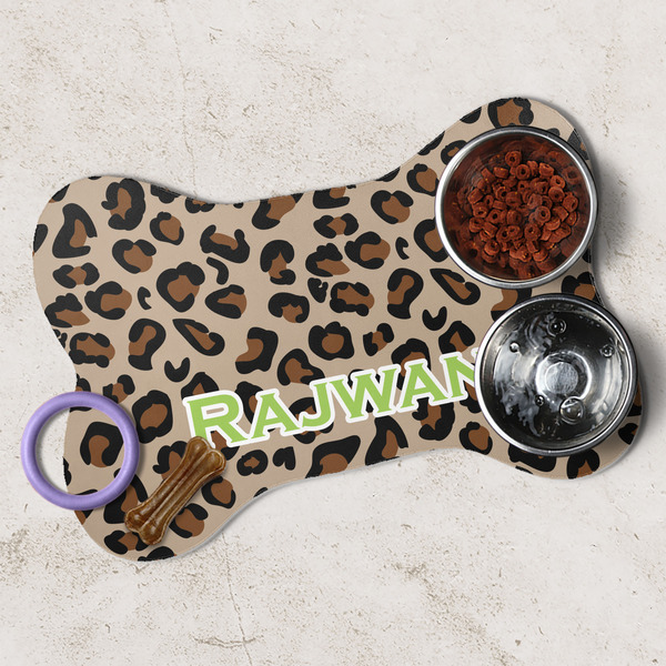 Granite Leopard Dog Bone Shaped Mat Lifestyle