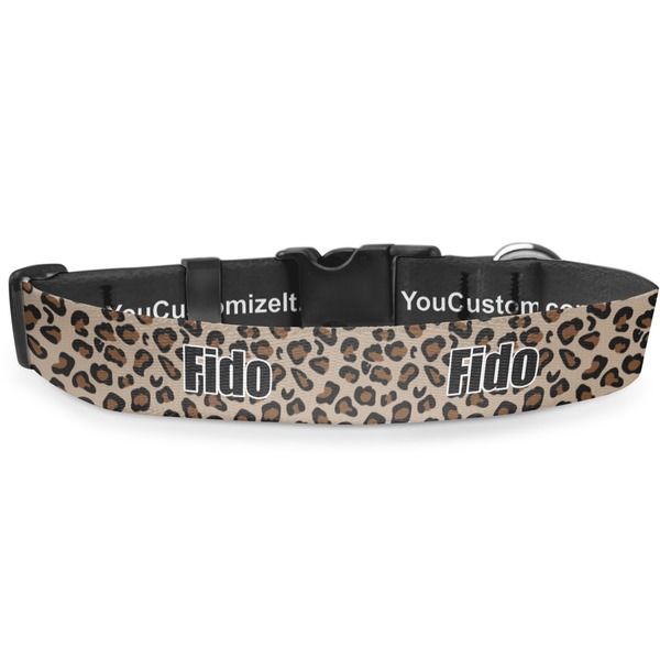 Custom Granite Leopard Deluxe Dog Collar - Medium (11.5" to 17.5") (Personalized)