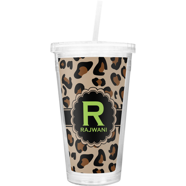 Custom Granite Leopard Double Wall Tumbler with Straw (Personalized)