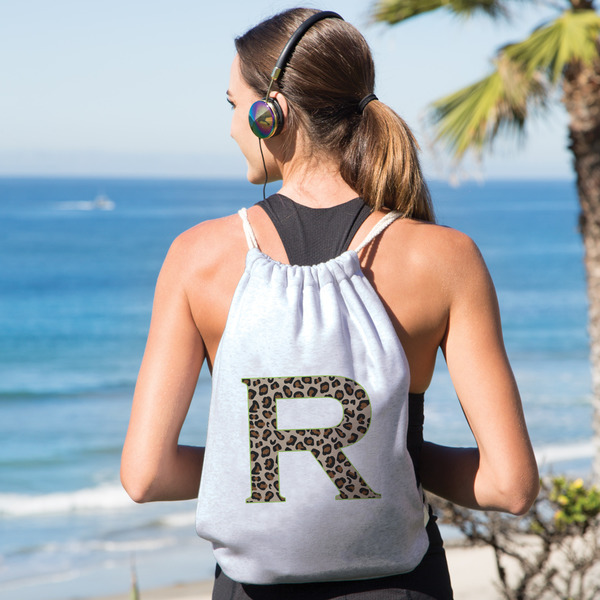 Granite Leopard Drawstring Backpacks - Sweatshirt Fleece - Double Sided - LIFESTYLE