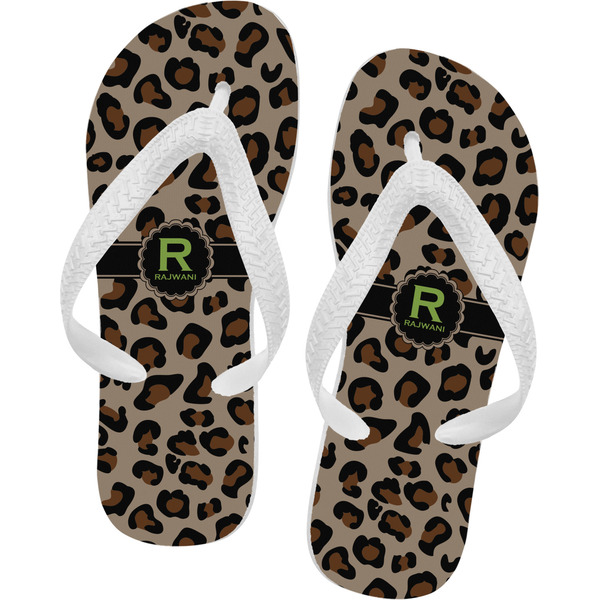 Custom Granite Leopard Flip Flops - Large (Personalized)