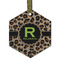 Granite Leopard Flat Glass Ornament - Hexagon w/ Name and Initial
