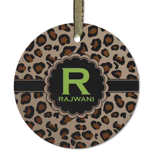 Granite Leopard Frosted Glass Ornament - Round