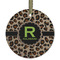 Granite Leopard Flat Glass Ornament - Round w/ Name and Initial