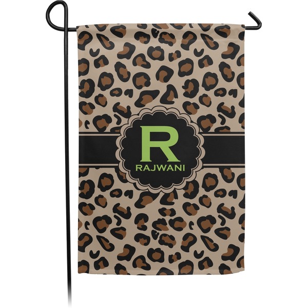 Custom Granite Leopard Small Garden Flag - Double Sided w/ Name and Initial