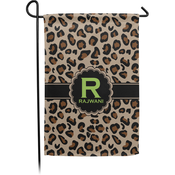 Custom Granite Leopard Small Garden Flag - Single Sided w/ Name and Initial