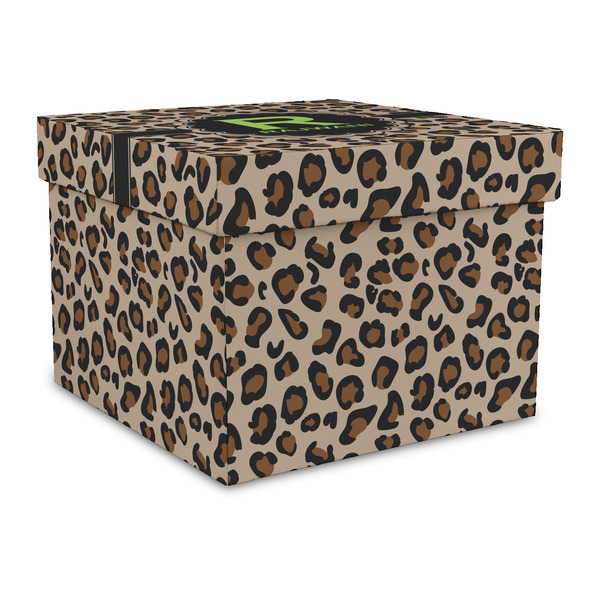 Custom Granite Leopard Gift Box with Lid - Canvas Wrapped - Large (Personalized)