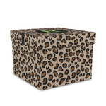 Granite Leopard Gift Box with Lid - Canvas Wrapped - Medium (Personalized)