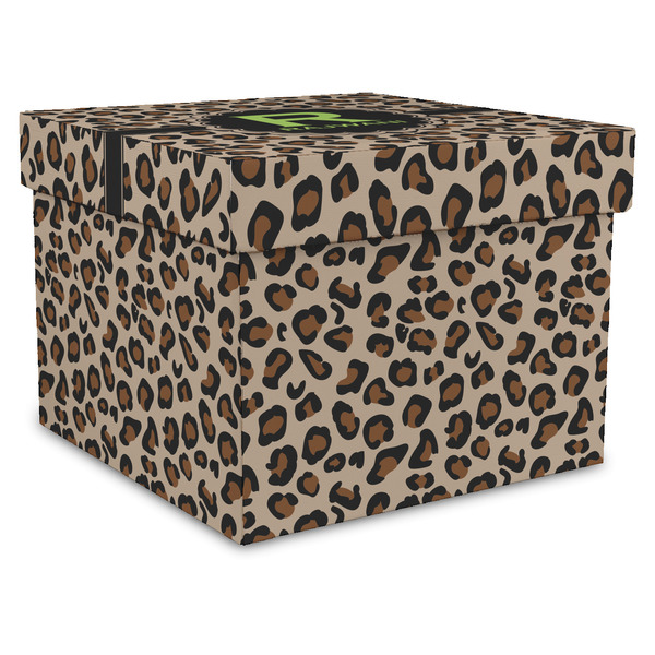 Custom Granite Leopard Gift Box with Lid - Canvas Wrapped - X-Large (Personalized)