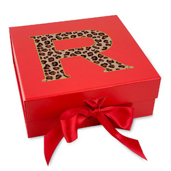 Granite Leopard Gift Box with Magnetic Lid - Red (Personalized)