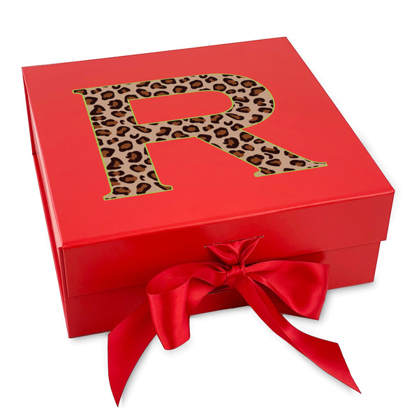 Custom Granite Leopard Gift Box with Magnetic Lid - Red (Personalized)