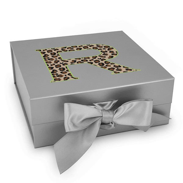 Custom Granite Leopard Gift Box with Magnetic Lid - Silver (Personalized)