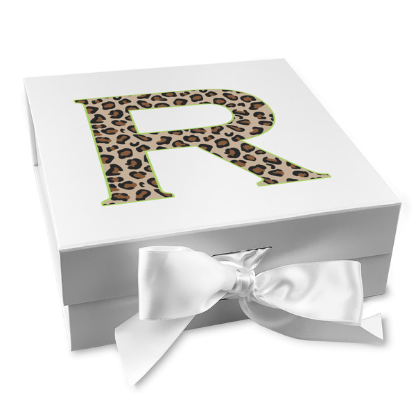 Custom Granite Leopard Gift Box with Magnetic Lid - White (Personalized)
